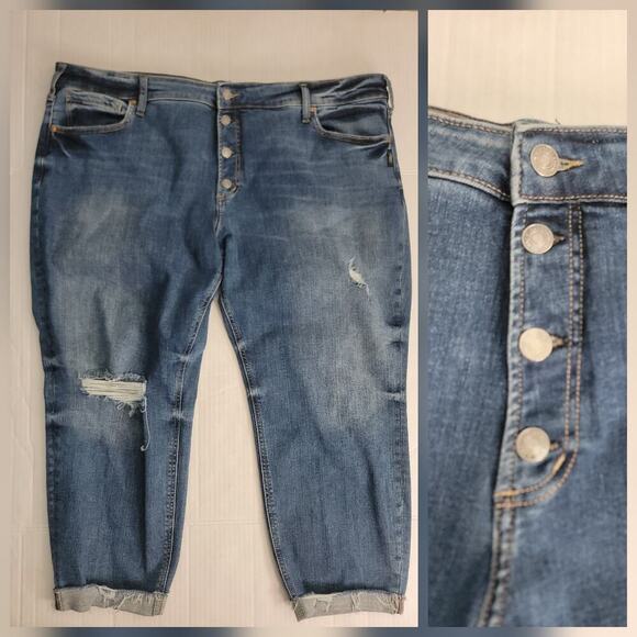 Silver Jeans Womens Sz Plus 24 Boyfriend Jean Distressed High Rise Stretch - Picture 1 of 11